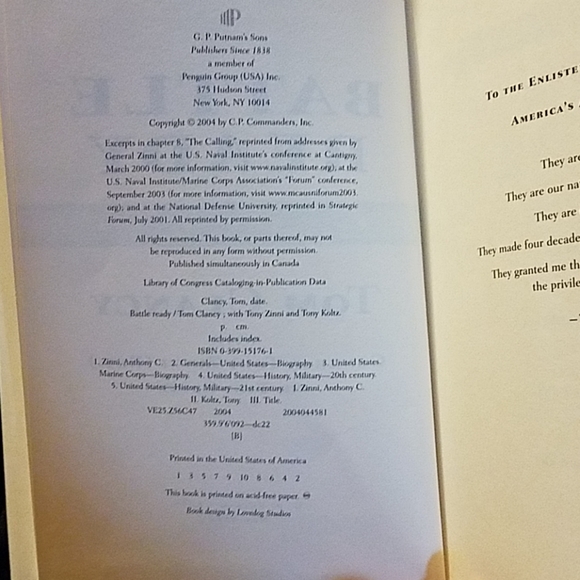 2004 Hard Cover "Battle Ready" Tom Clancy - Picture 6 of 6